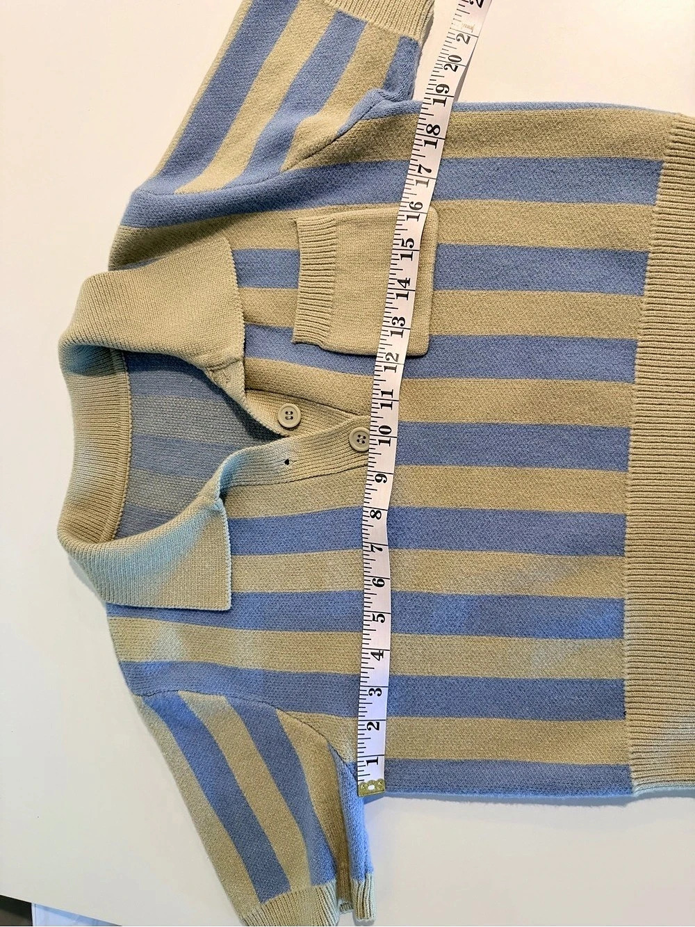 Women’s cider Striped Polo Top in Blue & Green Like New - Picture 4 of 7